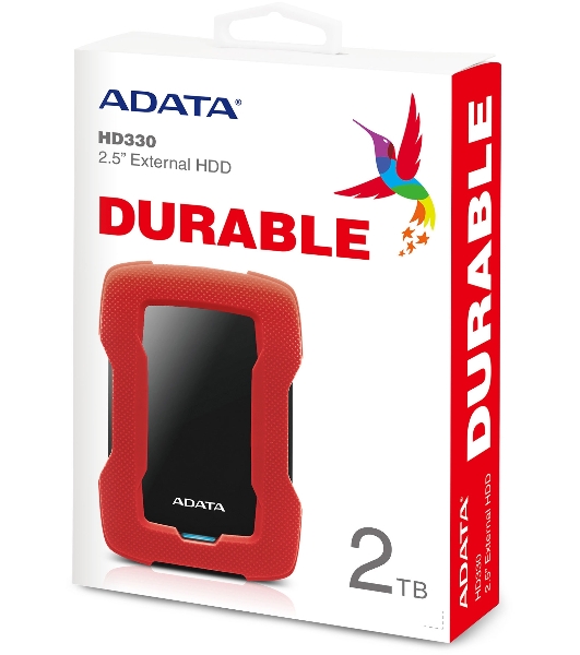 Внешний HDD 2.5' ADATA HD330, 2TB, USB 3.2 Gen 1 Type-A, 5400 rpm, красный