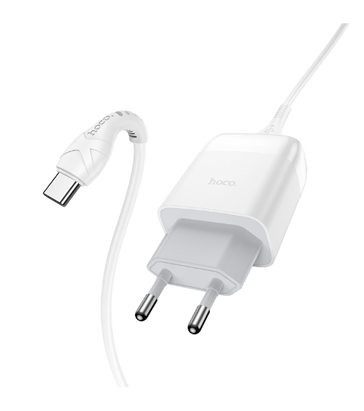 Зарядное устройство Hoco 18Вт, 3А, QC3.0, 1xUSB + кабель USB/Type-C, C72Q, белый, блистер