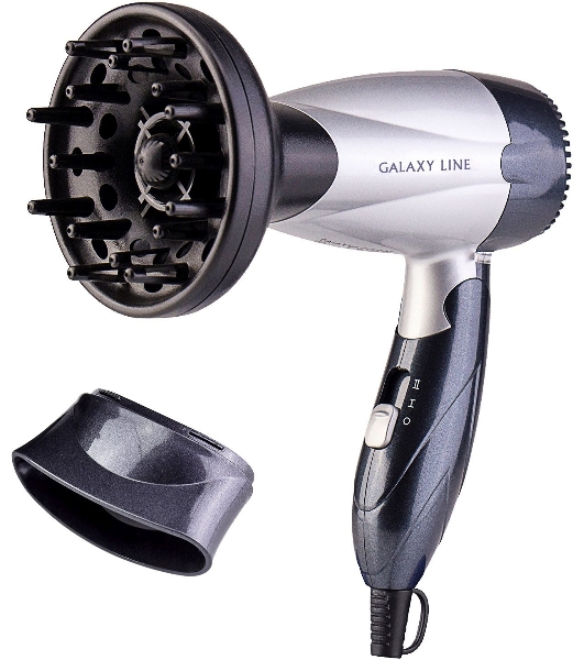 Фен Galaxy Line GL 4305 серебристый/черный, 1400 Вт, компактный