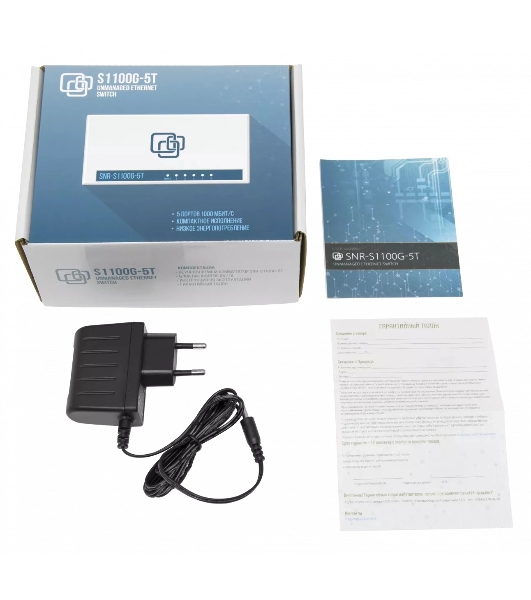 Коммутатор SNR SNR-S1100G-5T, 1Гбит/с, количество портов 5 шт, (L2)