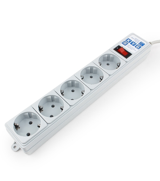 Фильтр-удлинитель Power Cube B 5,0 м 5 розеток (серый) 10А/2,2 кВт