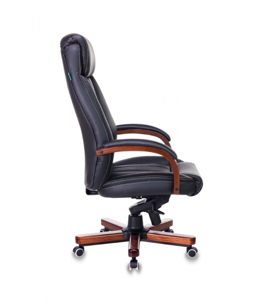 Кресло Бюрократ T-9922WALNUT/BLACK черный, кожа