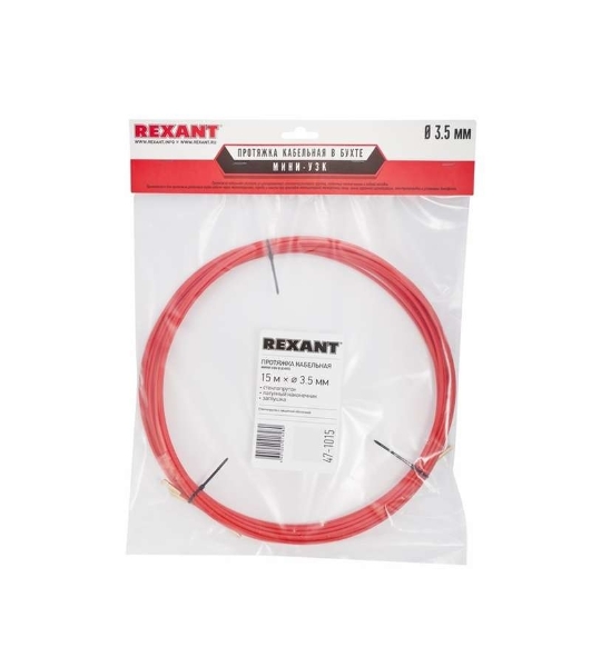 Протяжка кабельная Rexant (мини УЗК в бухте), стеклопруток, d=3,5мм, 15м красная