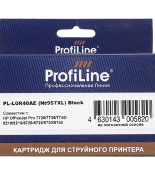 Картридж струйный ProfiLine PL-L0R40AE (957XL) для принтеров HP OfficeJet Pro 7720/7730/7740/8210/8218/8720/8725/8730/8740 с чернилами на пигментной основе Black 10,5 мл