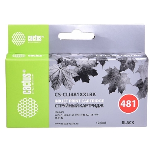 Картридж струйный Cactus CS-CLI481XXLBK черный (12 мл) для Canon Pixma TR7540/TR8540/TS6140/TS8140