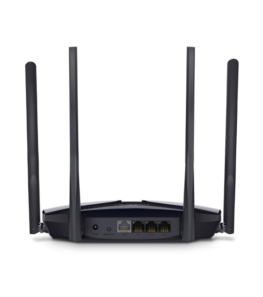 Двухдиапазонный роутер MERCUSYS MR80X AX3000 Wi-Fi 6, до 574 Мбит/с на 2,4 ГГц + до 2402 Мбит/с на 5 ГГц,4 фиксированные внешние антенны, 3 гигабитных порта LAN, 1 гигабитный порт WAN