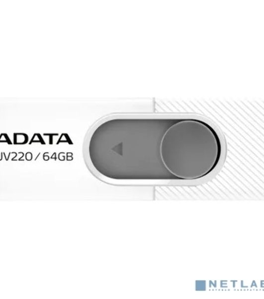 Флешка USB ADATA UV220 (AUV220-64G-RWHGY), 64Gb, USB 2.0, R/W 15/5, белый/серый