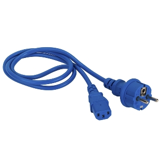 Шнур питания Lanmaster C13-Schuko прямая, 3х0.75, 220В, 10А, синий, 1 метр