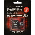 Флеш карта Micro SecureDigital 128Gb QUMO QM128GMICSDXC10U1 MicroSDXC Class 10 UHS-I, SD adapter, фото 1