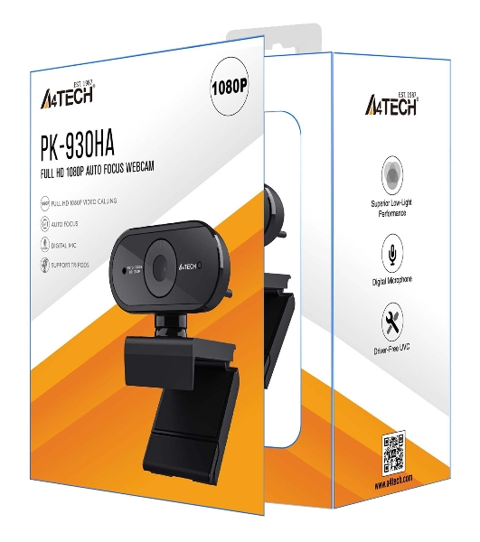 Веб-камера A4Tech PK-930HA 1920x1080, 30 кадр/с, USB Type-A, микрофон, автоматическая фокусировка, универсальное крепление