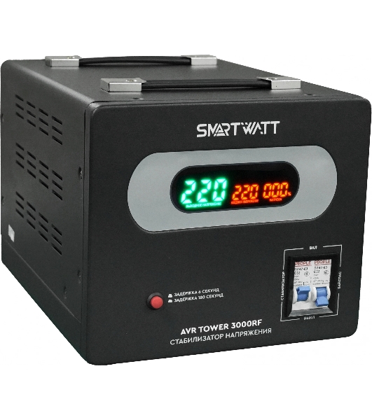 Напольный стабилизатор напряжения SMARTWATT AVR TOWER 3000RF (140W - 260W, 3000VA, 3 кВт, 50-60 Гц, LED-дисплей, релейны