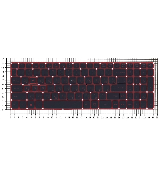 Клавиатура для ноутбука Acer Aspire VN7-593G черная с красной подсветкой