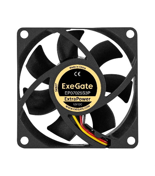 Вентилятор для корпуса ExeGate ExtraPower EP07025S3P черный, 70 мм, 4800 об/мин, 46.2 дБ, 3 pin
