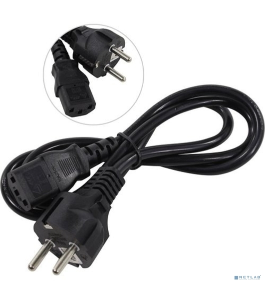 Кабель питания ExeGate Power PC-1P (Евровилка Schuko->С13) VDE-250V-3*0.75-CU, 10A, черный, 1.0м