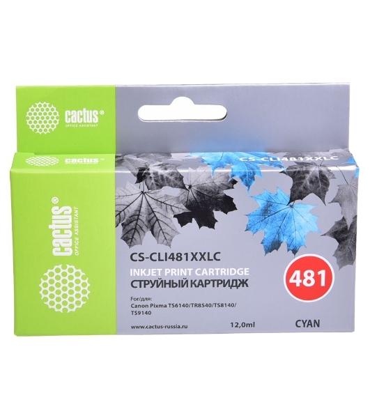 Картридж струйный Cactus CS-CLI481XXLC голубой (12мл) для Canon Pixma TR7540/TR8540/TS6140/TS8140
