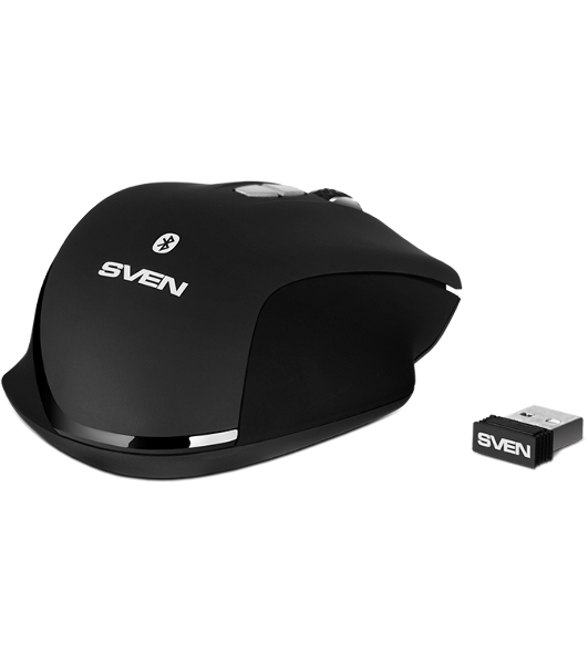 Мышь беспроводная SVEN RX-590SW черный, 1600 dpi, радиоканал, Bluetooth, USB, кнопки - 7