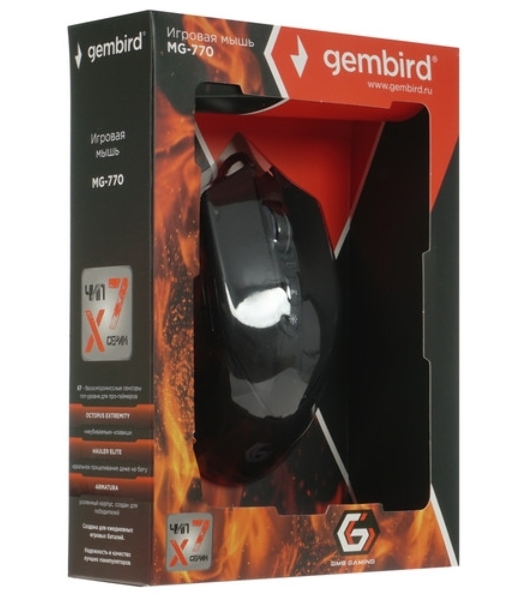 Мышь проводная Gembird MG-770 черный, 3200 dpi, USB, кнопки - 7