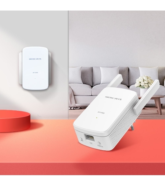 Комплект гигабитных Wi-Fi адаптеров Mercusys Powerline AV1000 Powerline kit with 300Mbps Wi-Fi, plug and play, up to 300 meters over an existing electrical circuit, the kit includes a MP510 and a MP500.