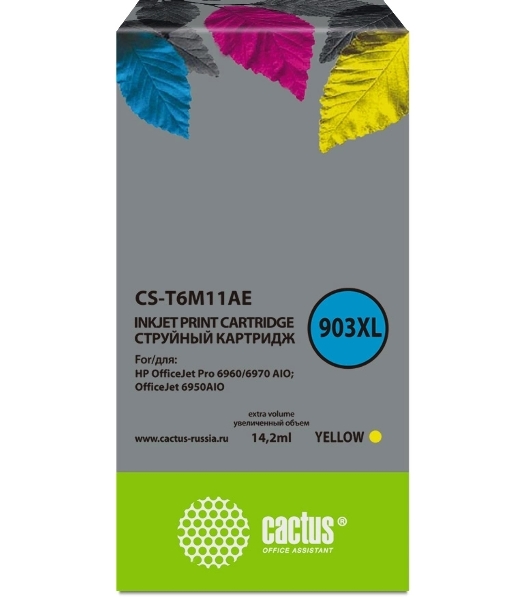 Картридж струйный Cactus CS-T6M11AE №903XL желтый (10 мл) для HP OJP 6950/6960/6970