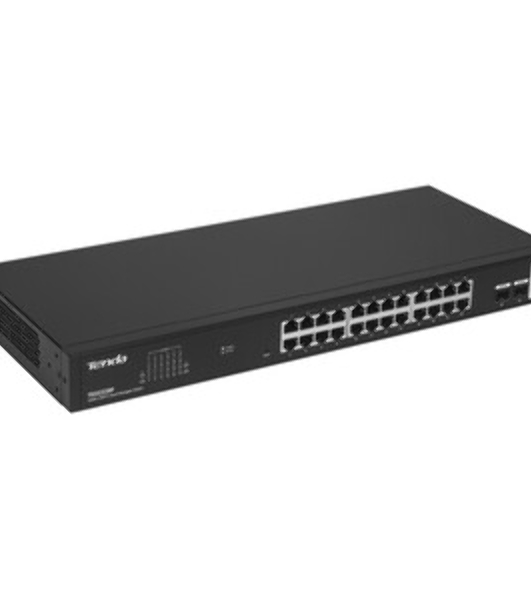 Коммутатор облачный управляемый Tenda TEG2226F, 24x1 Гбит/с, SFP 2x1 Гбит/с, установка в стойку, металлический корпус