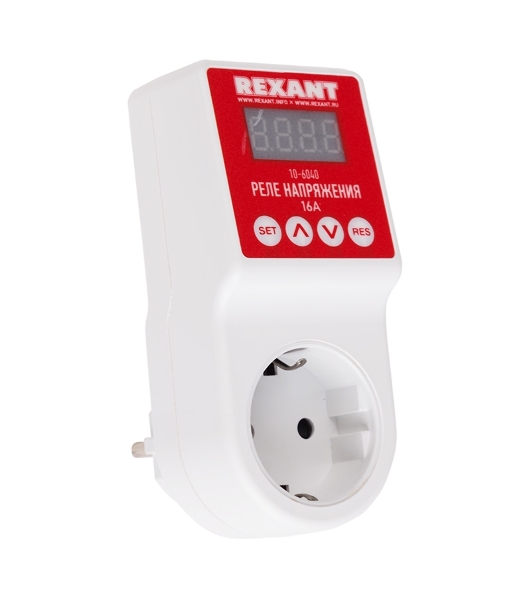 Реле напряжения Rexant 'вилка-розетка' c дисплеем 16А