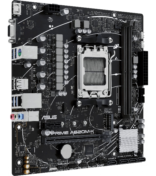 Материнская плата ASUS PRIME A620M-K, AM5, AMD A620, 2xDDR5, 4xSATA, 1xM.2, 1xPCI-E 4.0 x16, 1xPCI-E x1, 1xHDMI, 1xVGA, 1x 1Gb LAN, 4xUSB-A 3.2 Gen 1, 2xUSB-A 2.0, 3x3.5 мм, 7.1, Micro-ATX