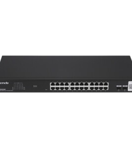 Коммутатор облачный управляемый Tenda TEG2226F, 24x1 Гбит/с, SFP 2x1 Гбит/с, установка в стойку, металлический корпус