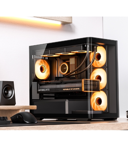 Корпус без блока питания Корпус JONSBO D300 Black MATX без БП, боковая панель из закаленного стекла, mini-ITX, micro-ATX, черный