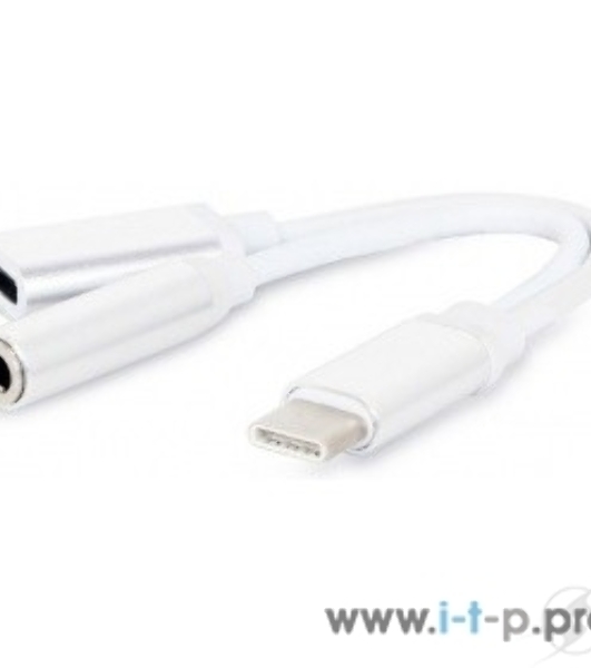 Переходник Cablexpert Переходник USB, USB Type-C/Jack3.5 F+ Type-C F, пакет (CCA-UC3.5F-02-W)
