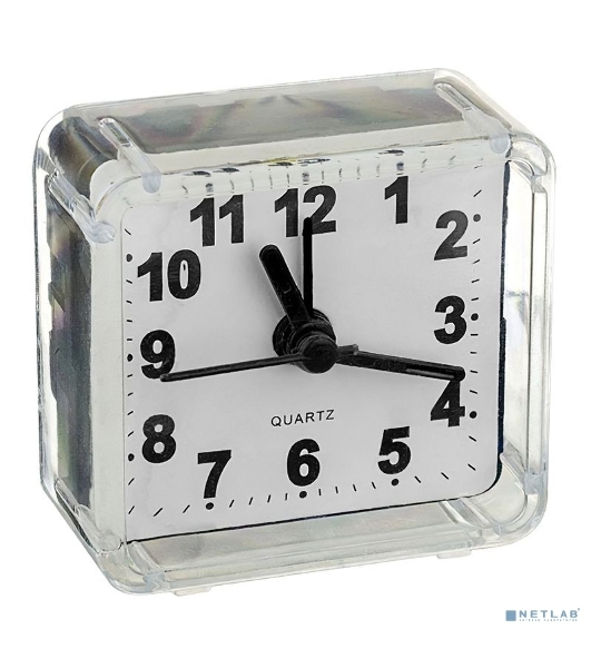 Часы-будильник Perfeo Quartz 'PF-TC-001', квадратные 5,5*5,5 см, белые