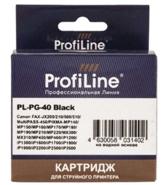 Картридж струйный ProfiLine PL-PG-40 для принтеров Canon Pixma iP1200/1600/2200, MP150/170/450 Black водн