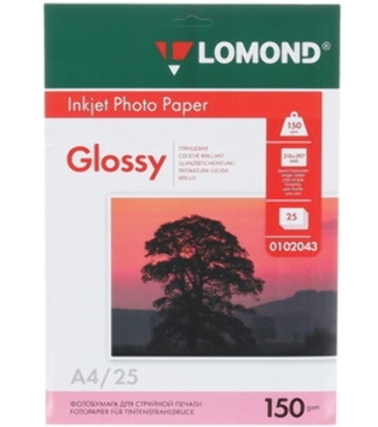 Фотобумага Lomond 0102043 A4/150г/м2/25л./белый глянцевое для струйной печати