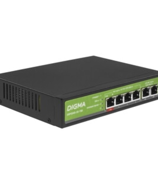 Коммутатор Digma DSP204G-2G-T80, 6×1 Гбит/с, неуправляемый