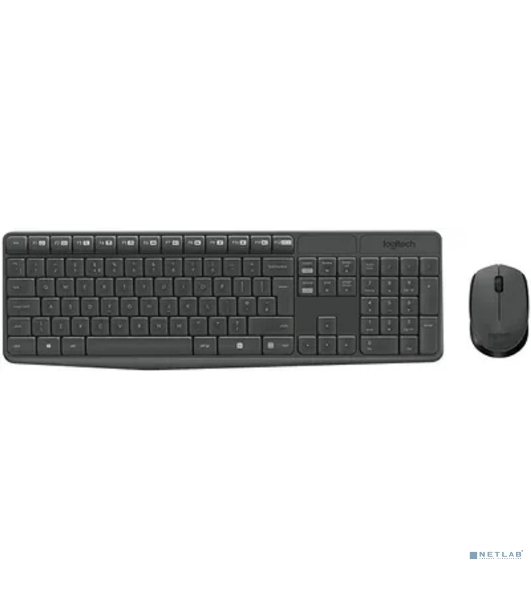 Комплект клавиатура+мышь Logitech MK235 беспроводной, USB, 1000 DPI, серый