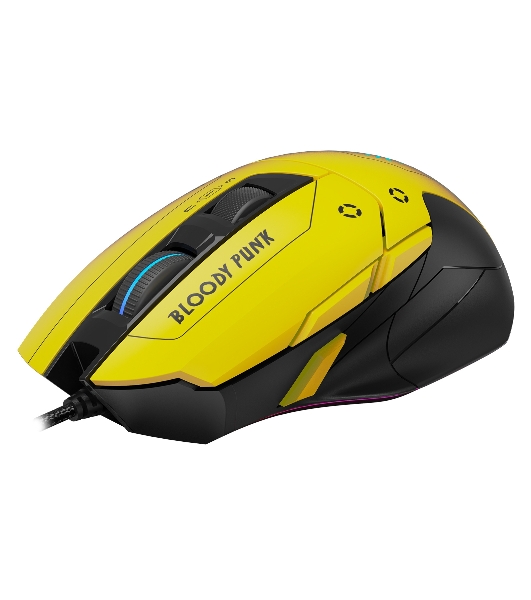 Мышь проводная A4Tech Bloody W70 Max желтый/черный, 10000 dpi, USB, кнопки - 9