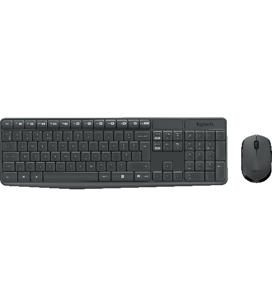 Комплект клавиатура+мышь Logitech MK235 беспроводной, USB, 1000 DPI, серый