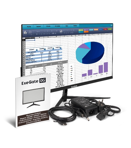 Монитор 23.8' ExeGate ProSmart EV2407 VA 1920x1080, 75 Гц, 5 мс, 16:9, 250 кд/м2, 1xHDMI, 1xVGA, черный