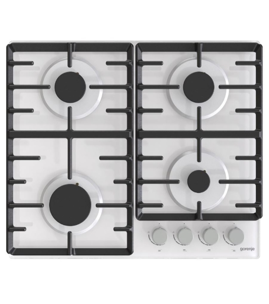 Газовая варочная панель Gorenje GT642AXW, 4 конфорки, закаленное стекло, белый