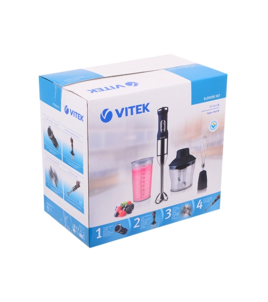 Блендер погружной Vitek VT-3415 синий, 900 Вт, плавная регулировка, турбо