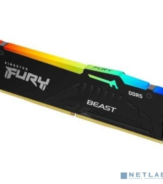 Оперативная память Kingston Fury Beast, DDR5, 32GB (1x32GB), 5600MHz, CL40, DIMM, с радиатором, RGB, черный