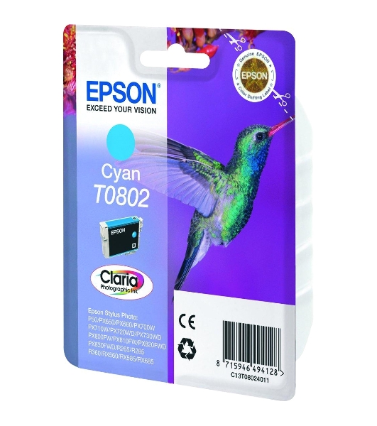 Картридж струйный Epson C13T08024011 голубой для Epson St PhP50/PX660/PX720WD (330 стр.)