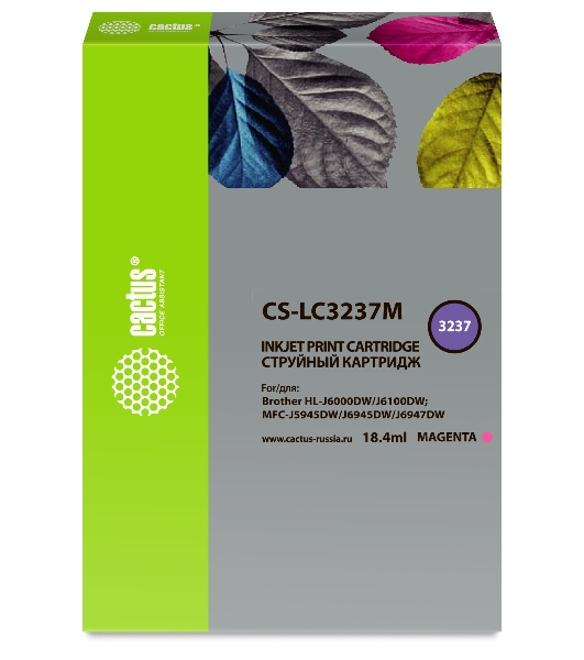 Картридж струйный Cactus CS-LC3237M пурпурный (18.4 мл) для Brother HL-J6000DW/J6100DW