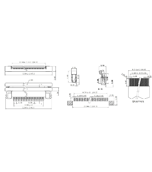 Разъем FPC Half Coverage Bottom Contact 0.5K-BX-6PWB 6 pin высота 2мм шаг 0,5мм
