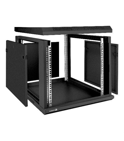 Шкаф телекоммуникационный 19' настенный 9U ExeGate EC-WM-9U.600.M.BLACK (19', 9U, 600x600x500мм (ШхГхВ), передняя дверь металл, съемные боковые панели, пыле- и влагозащита IP23, черный RAL 9004)