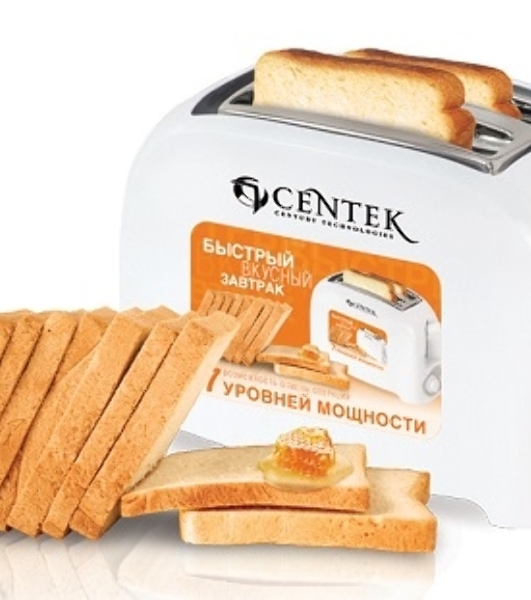 Тостер Centek СТ-1420 белый, 750 Вт, 2 слота