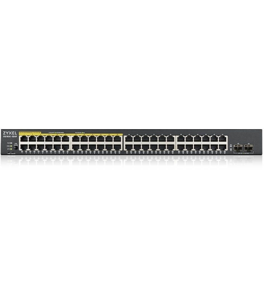Kоммутатор Zyxel GS1900-48HPv2 Smart L2 PoE + switch, rack 19 ', 48xGE (24xPoE +), 2xSFP, PoE budget 170 W