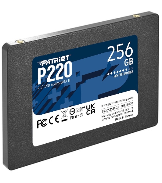 Накопитель SSD Patriot P220, 256Gb, SATA-III, 2.5', R/W 550/490