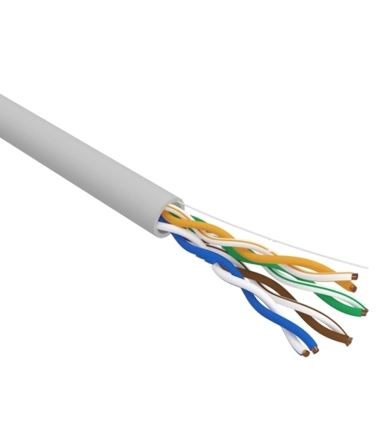Кабель витая пара Rexant U/UTP, cat.5e, ZH нг(А)-HF, 4х2х0,52мм, 24AWG, INDOOR, SOLID, серый, 305м PRO