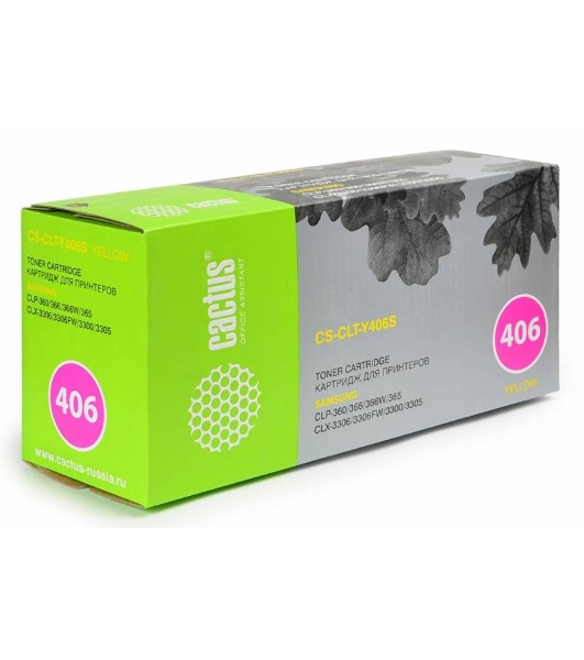 Картридж лазерный Cactus CS-CLT-Y406S yellow желтый (1000 стр.) для Samsung CLP-360/365/CLX-3300/3305