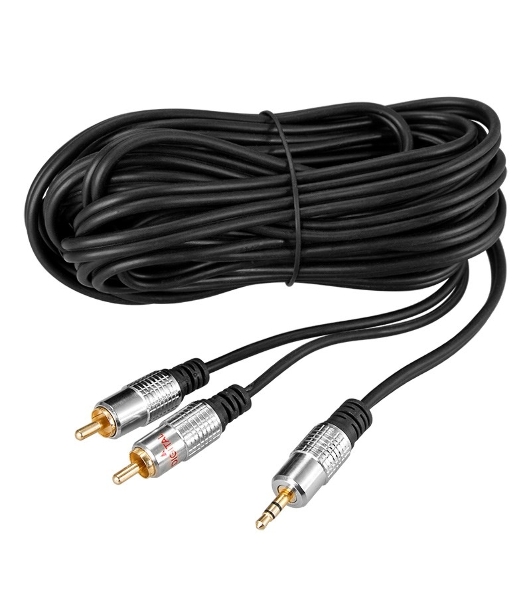 Шнур Rexant Стерео 3,5 мм - 2 RCA 5 м (GOLD-металл)